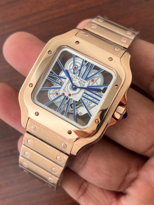 Cartier Santos Horloge Rose Gold Bezel Watch 8