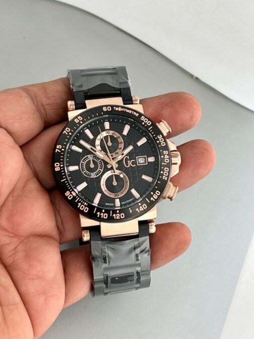 Gc Swiss Black Dail - Black Strap Watch For Men 15
