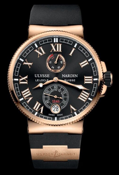 Ulysse Nardin Maxi Marine Chronometer Black Rubber Strap Swiss Automatic Watch 2